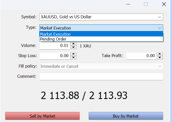 Placing Orders First CFD Trades