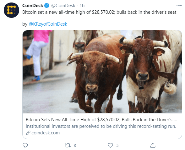 New high for Bitcoin