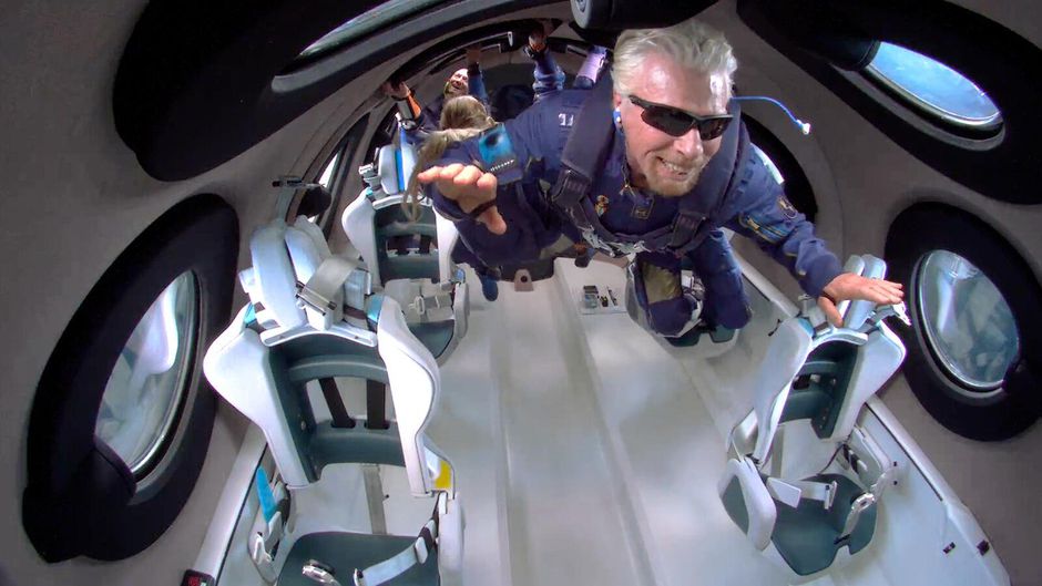Richard Branson experiencing microgravity (Source: cnet.com)